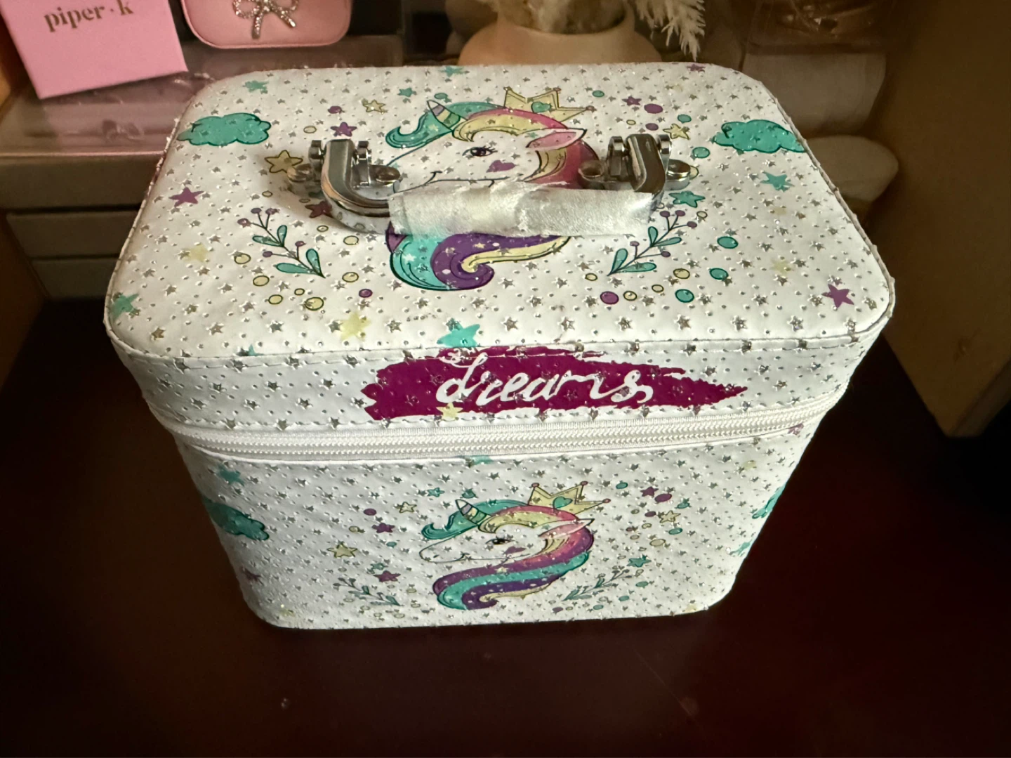 Unicorn Makeup Train Case with Mirror