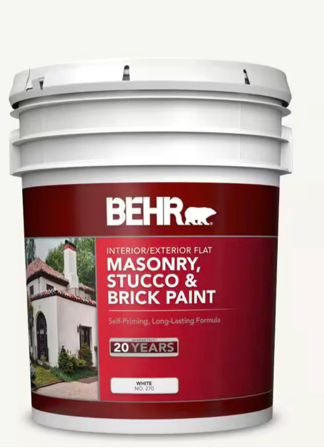 5 gal. White Flat Latex Masonry, Stucco