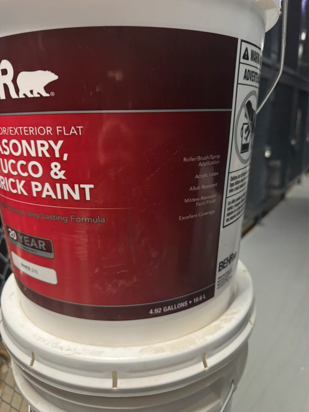 5 gal. White Flat Latex Masonry, Stucco - photo 3