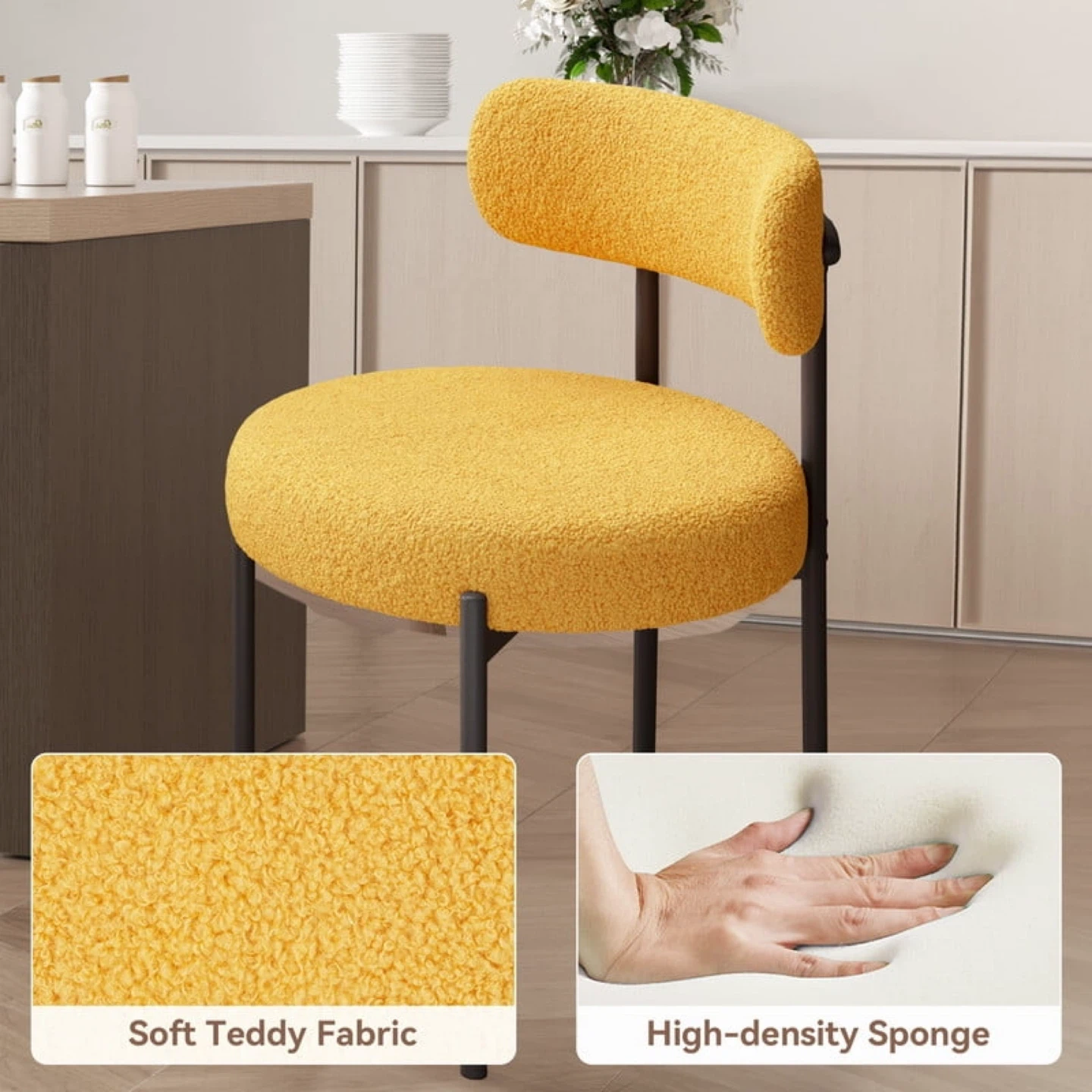 Yellow Boucle Accent Chair - photo 2