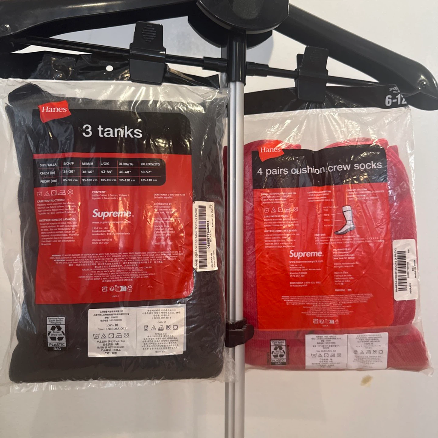 Hanes x Supreme 3 Tagless Tanks & 4 Cushion Crew Socks - photo 3