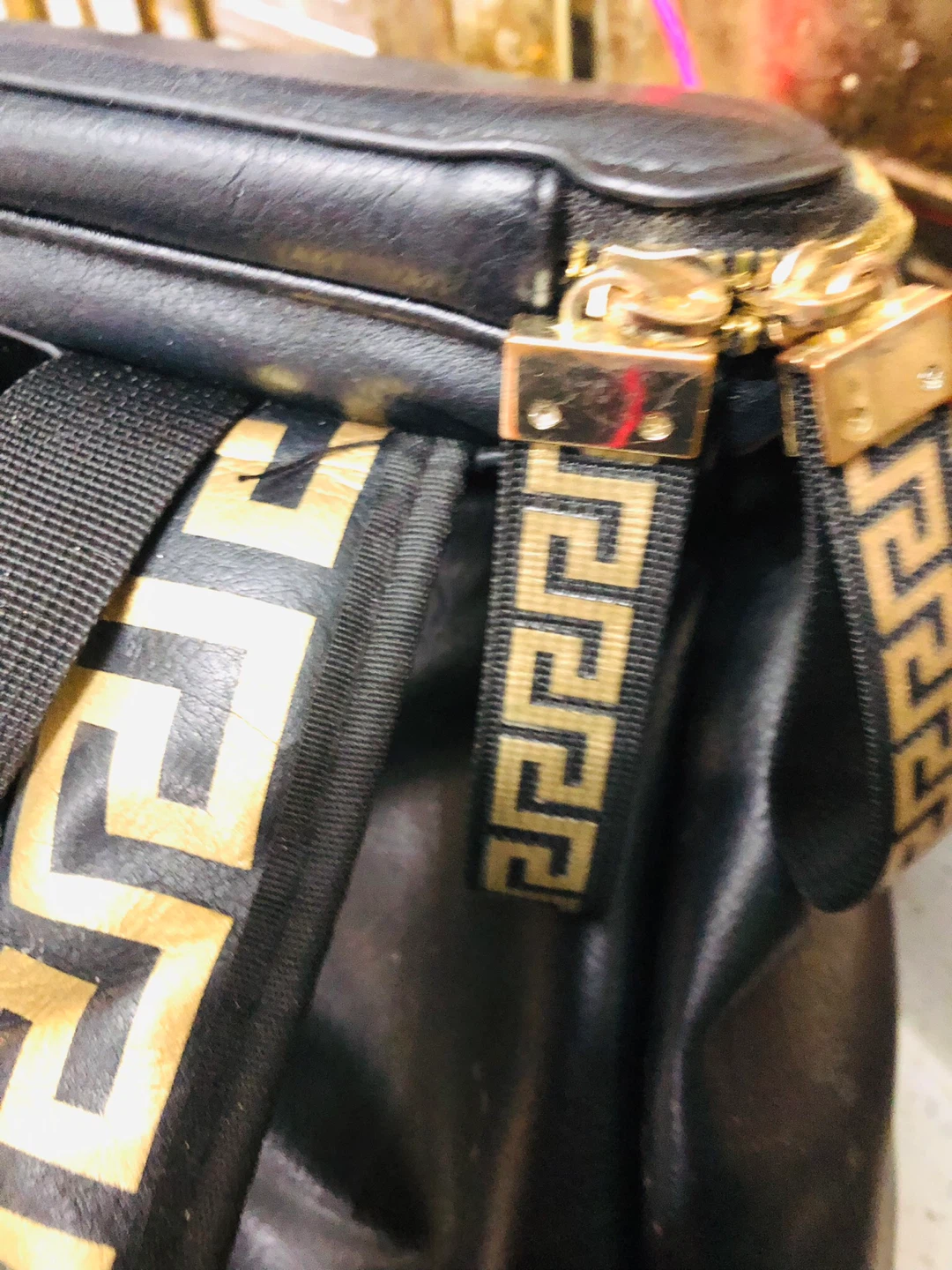 Versace Black  Leather Backpack with Gold Medusa Detail - photo 3