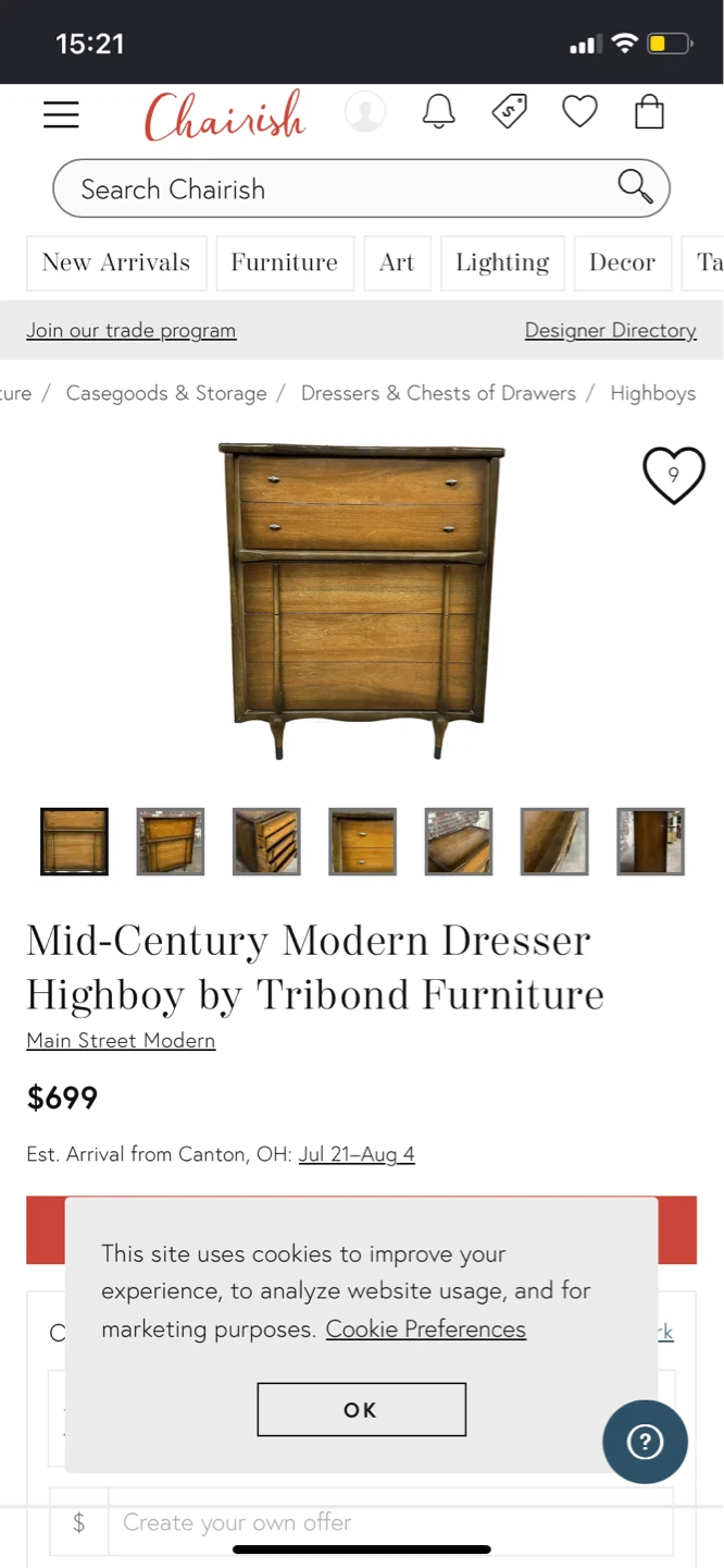 Vintage Walnut  MCM Tribond Highboy Dresser (CAN DELIVER) - photo 3