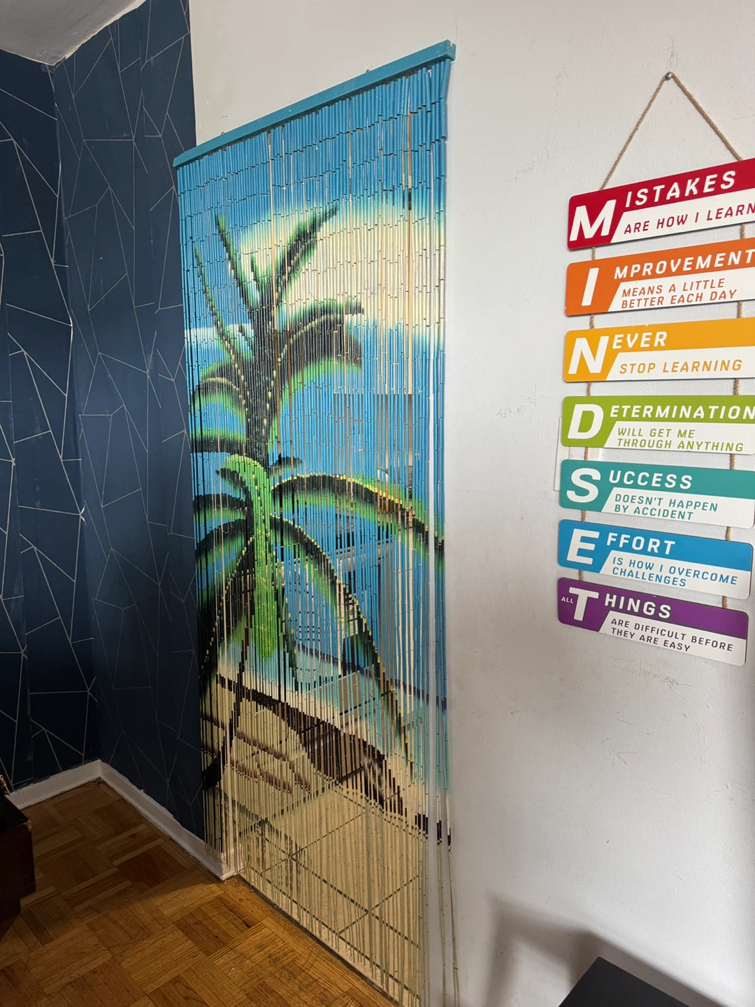 Bamboo Curtain with Palm Tree Design