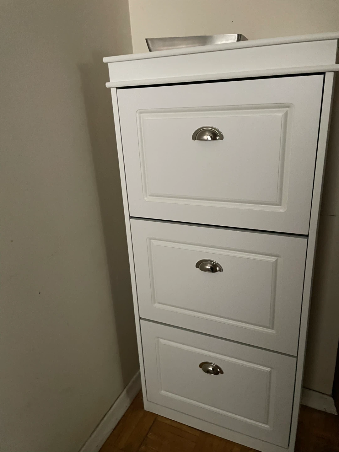 White 3-Tier Shoe Cabinet