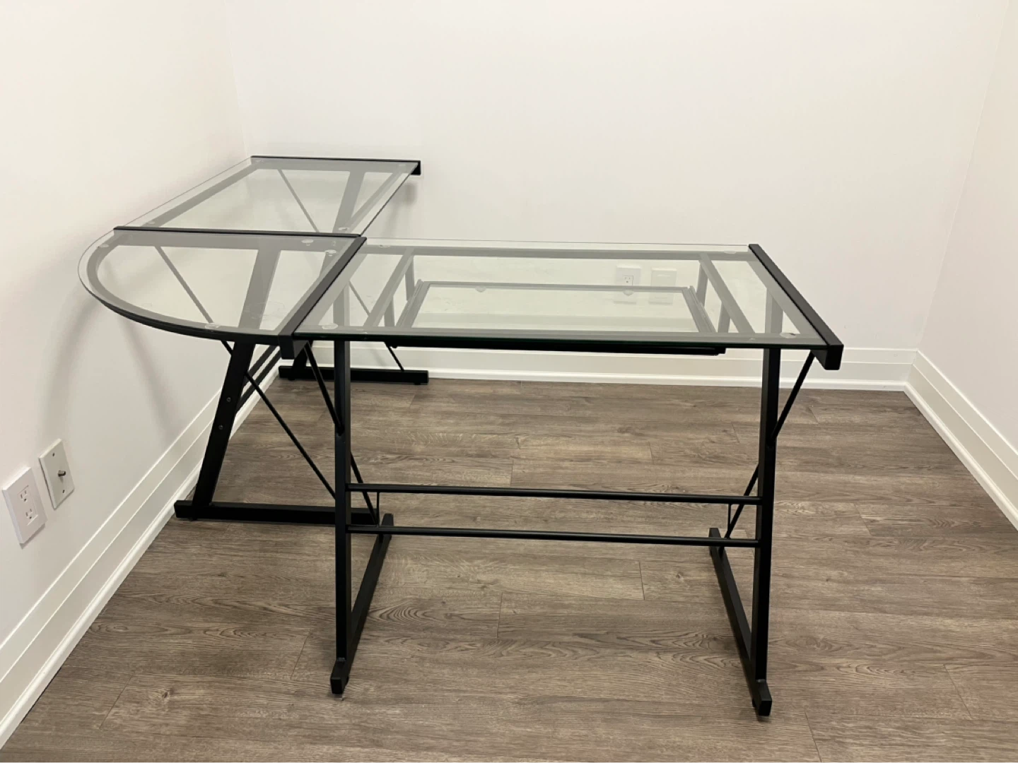 Glass Top L-Shaped Corner Desk