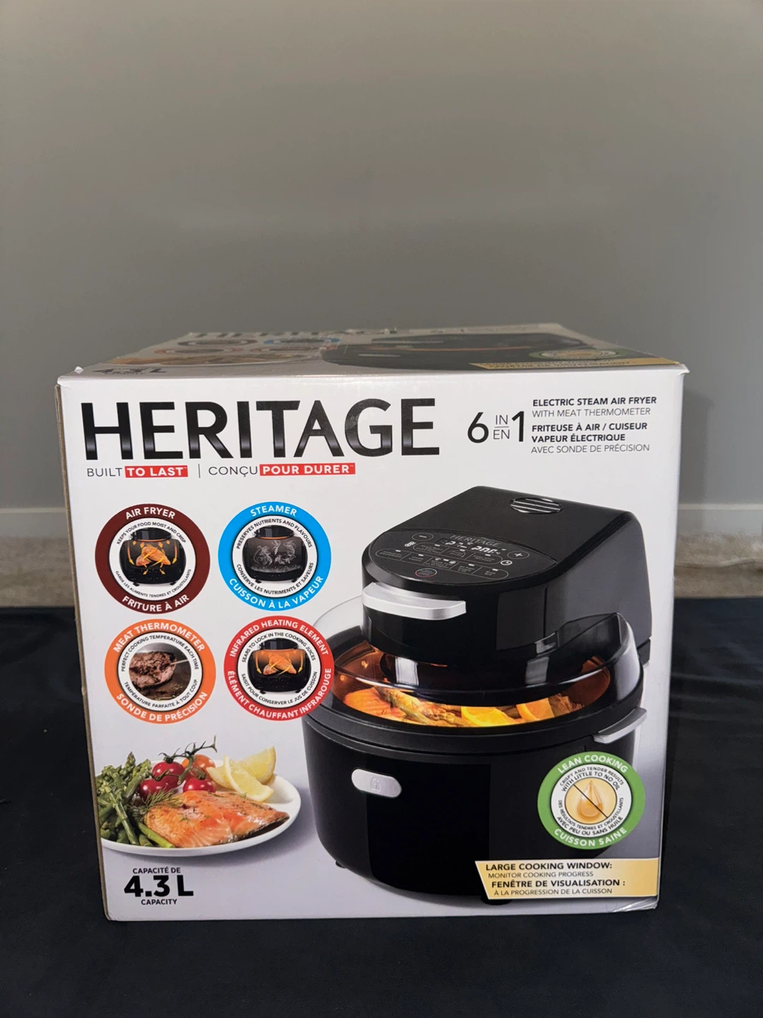 6-in-1 Electric Steam Air Fryer with Meat Thermometer