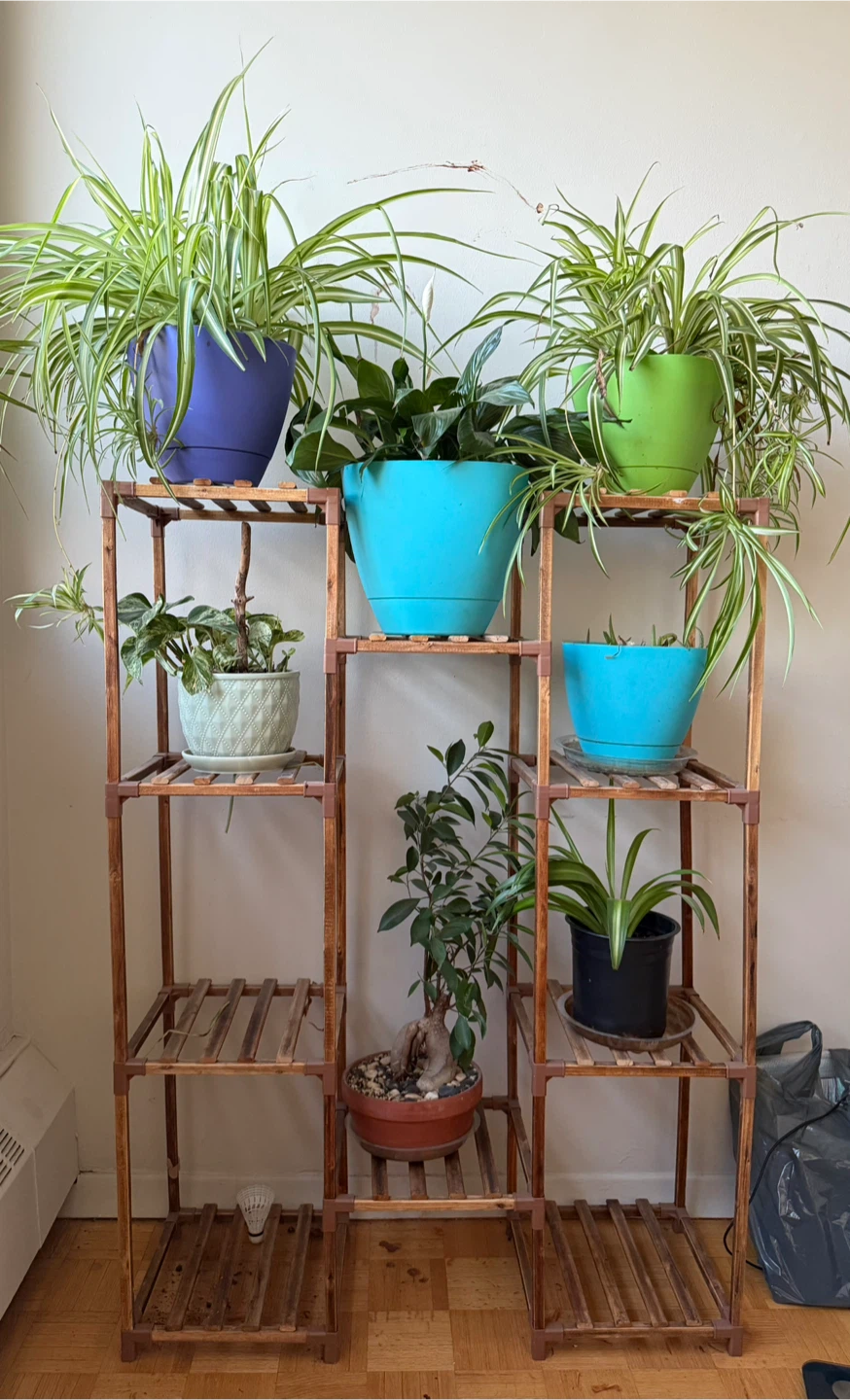 Wooden Plant Stand with Multiple Shelves