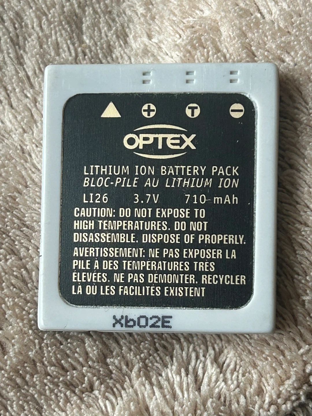 OPTEX LI26 Lithium Ion Battery Pack 3.7V 710 mAh