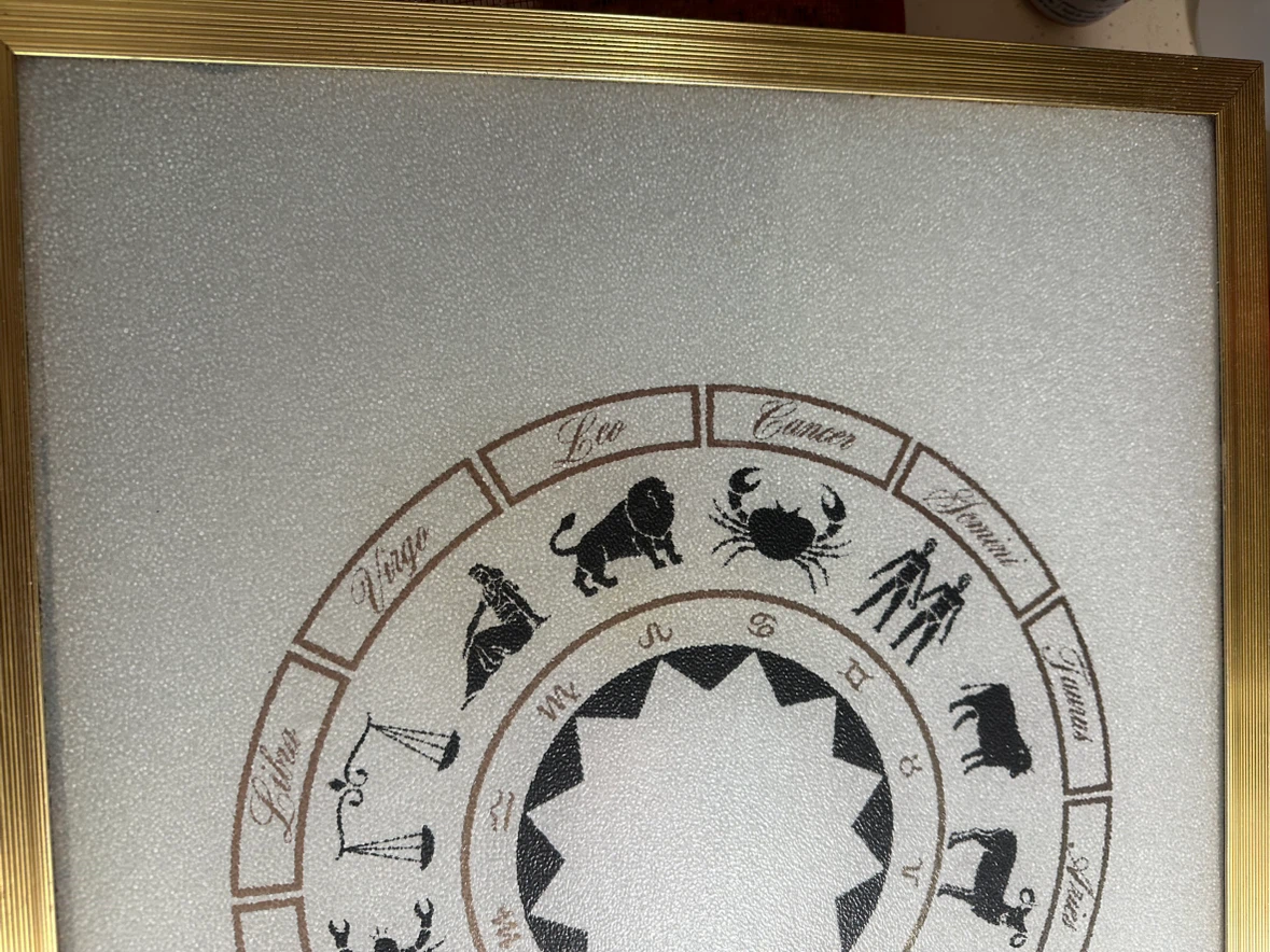 Large Mid Century Zodiac Glass Counter top cutting board - photo 2