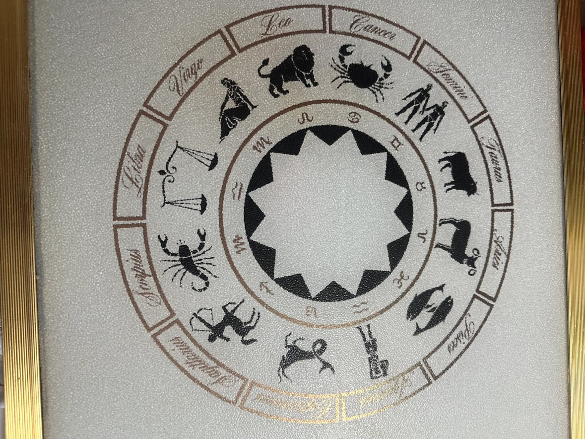 Large Mid Century Zodiac Glass Counter top cutting board - photo 3