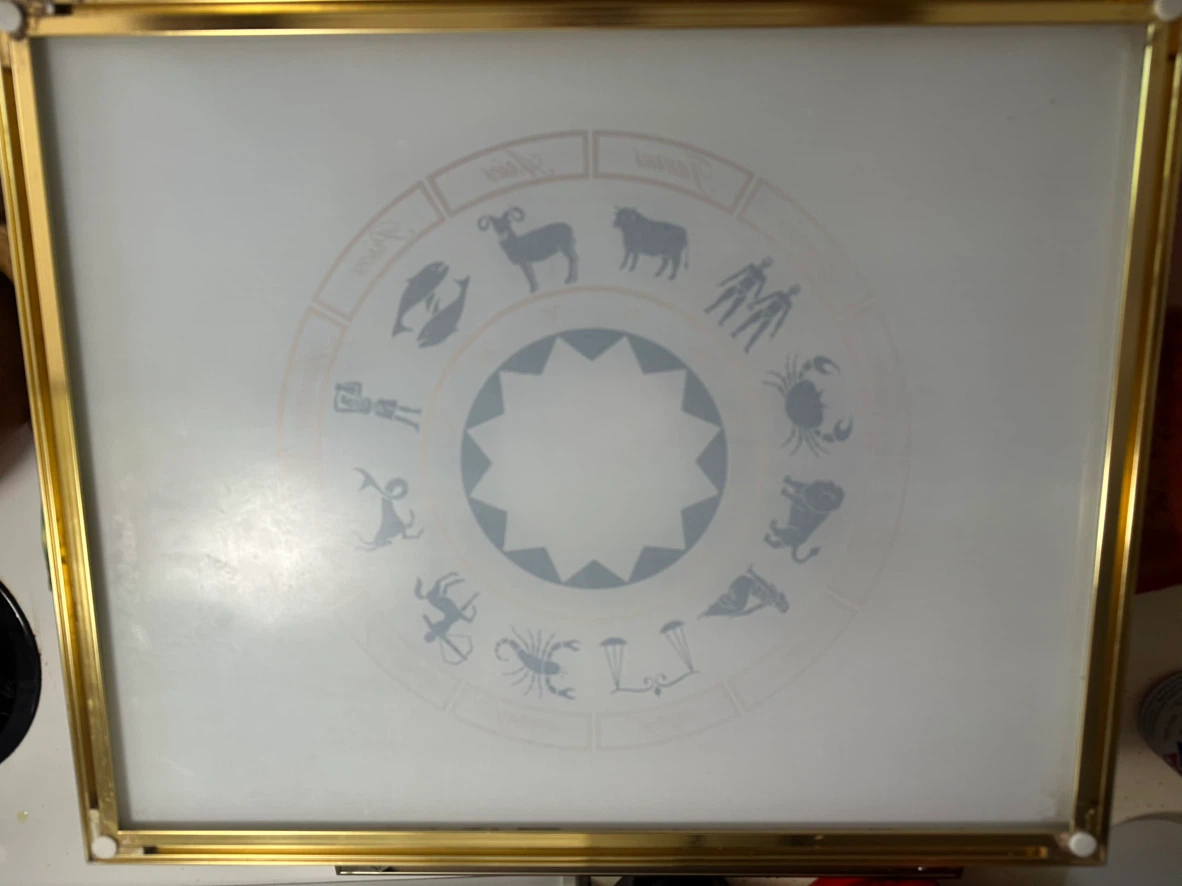 Large Mid Century Zodiac Glass Counter top cutting board - photo 5