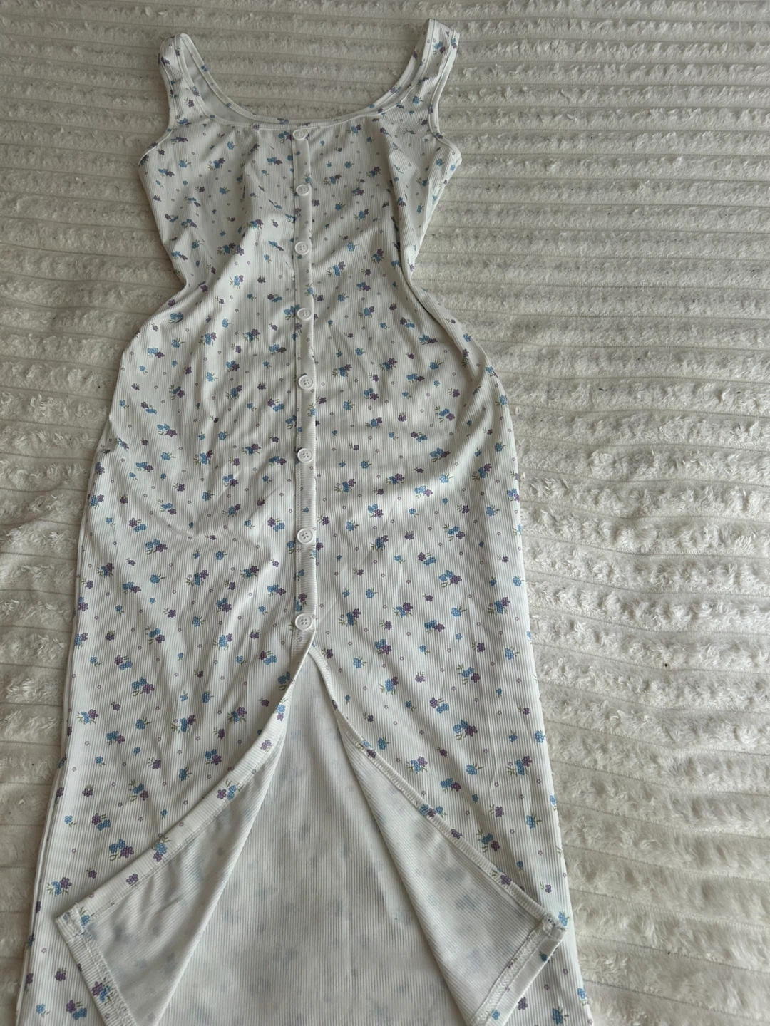 summer White Floral Button-Up Midi Dress