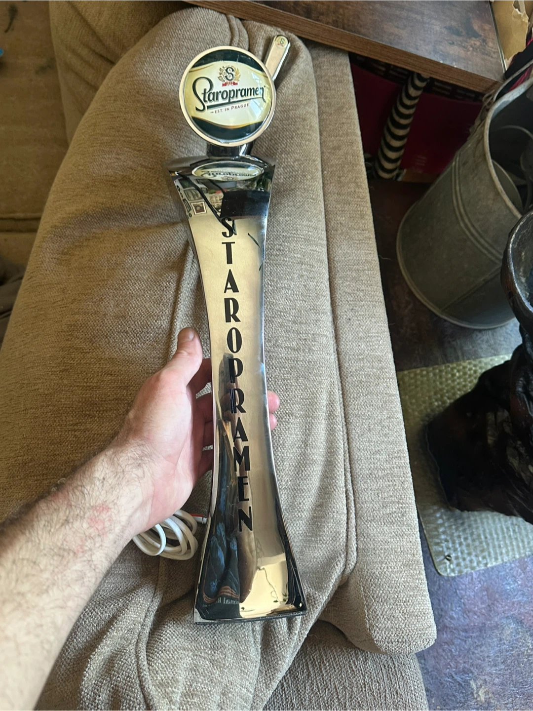 Authentic Staropramen Beer Tap Font Tower - Chrome