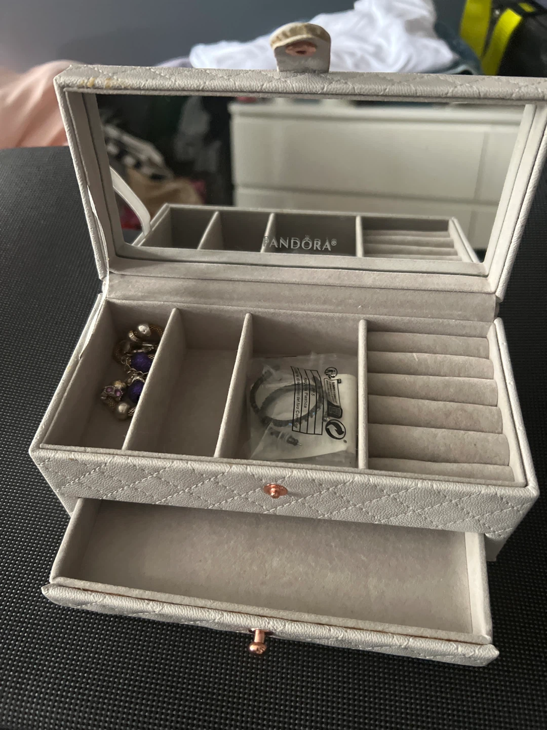Pandora Jewelry Box with Mirror and Drawers
