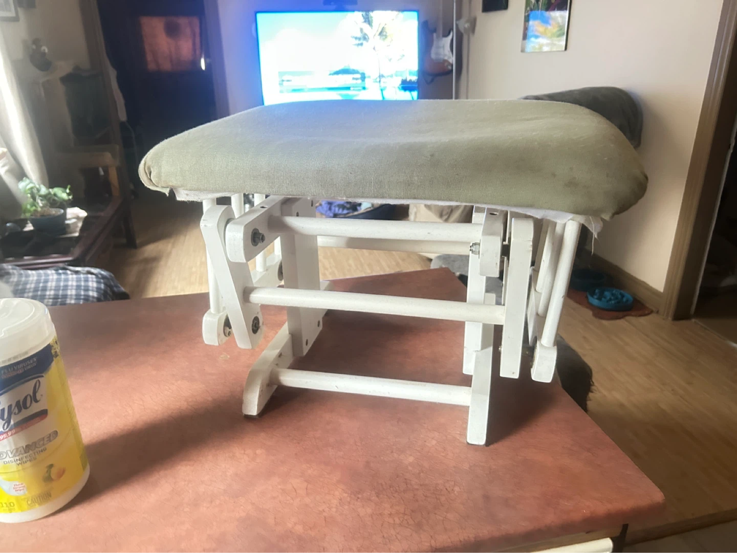 Wooden Glider Rocker foot stool with Padded Seat