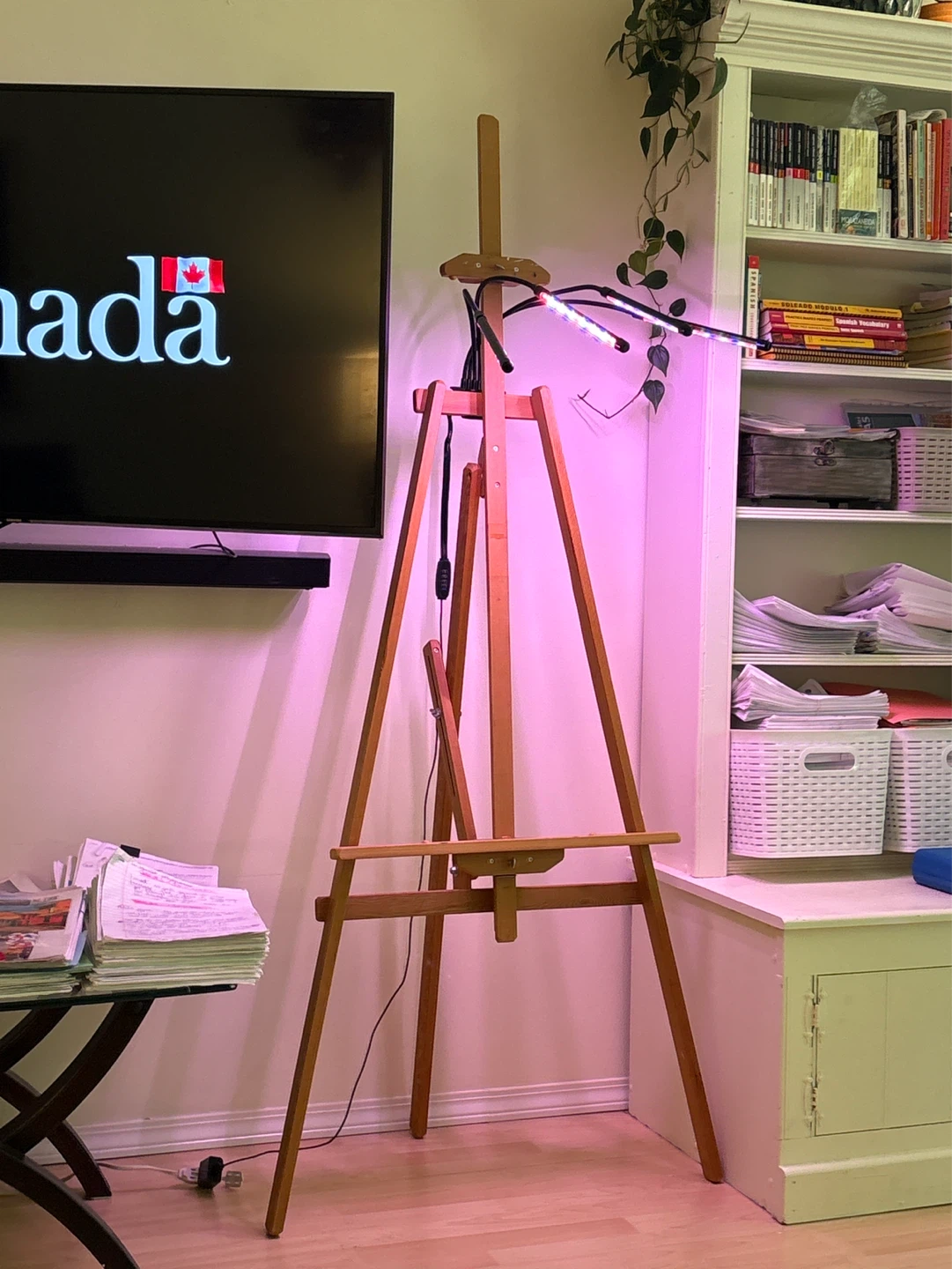 Wooden Artist Easel with 3 LED Grow Lights - photo 3