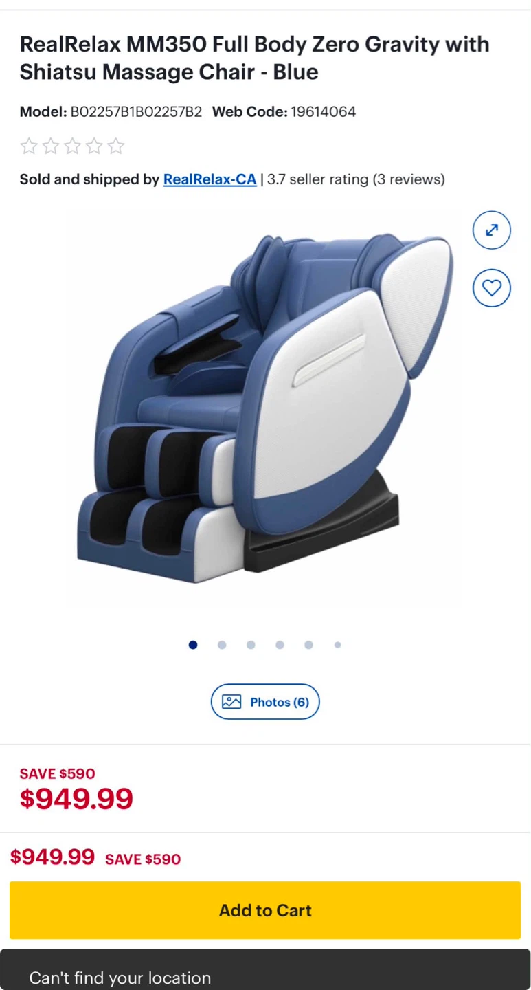 RealRelax MM350 Massage Chair - Blue