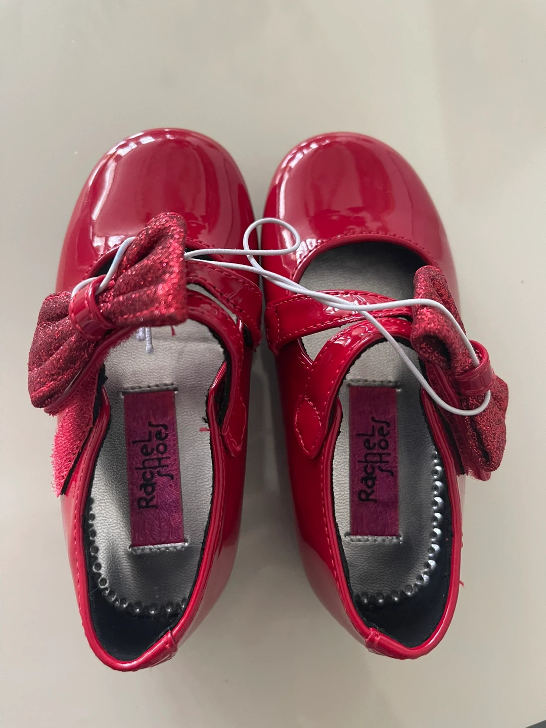 Rachel Shoes Red Patent Bow Mary Janes Toddler Size 6M - photo 3