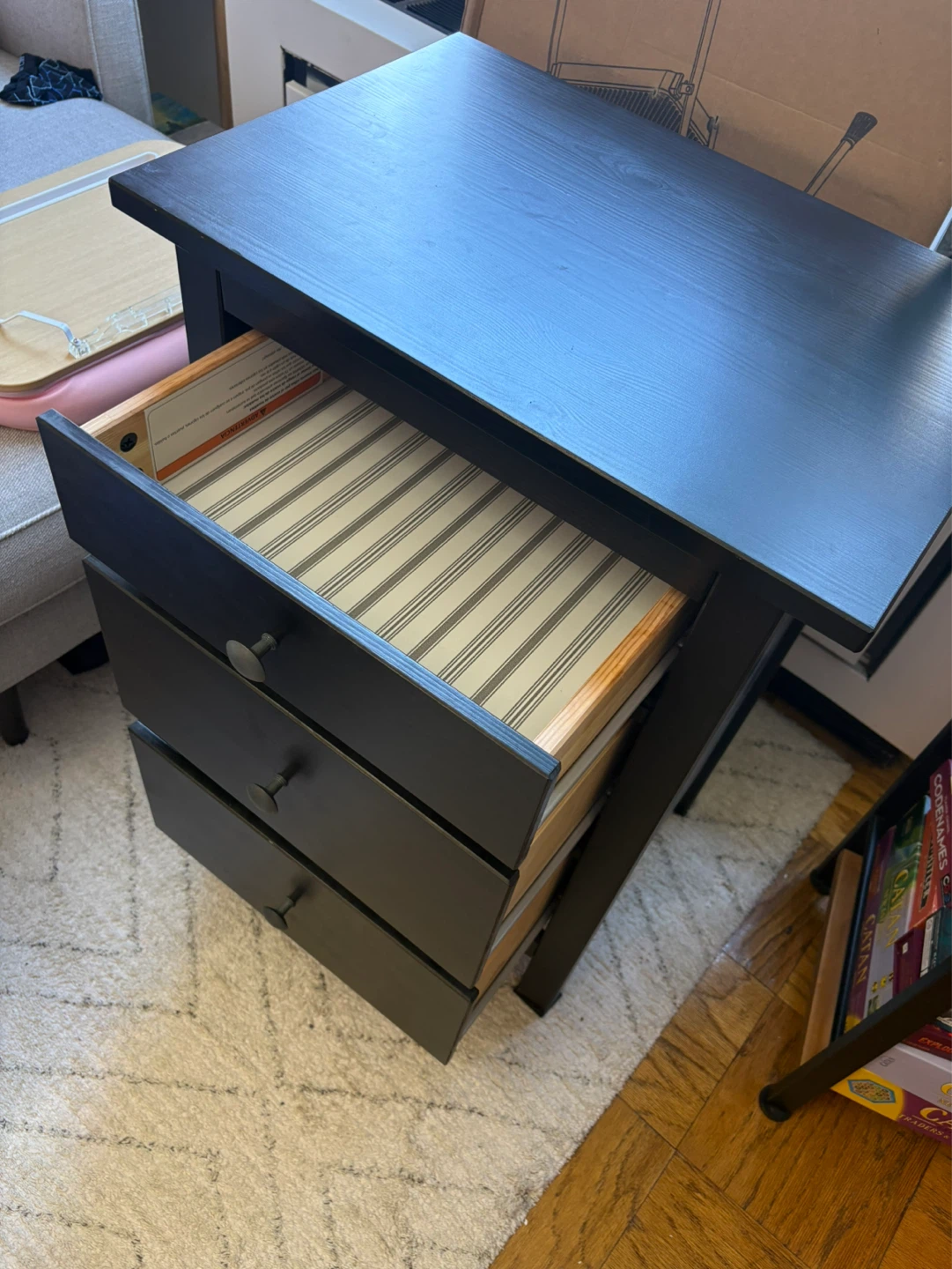IKEA Black 3-Drawer Nightstand - photo 4