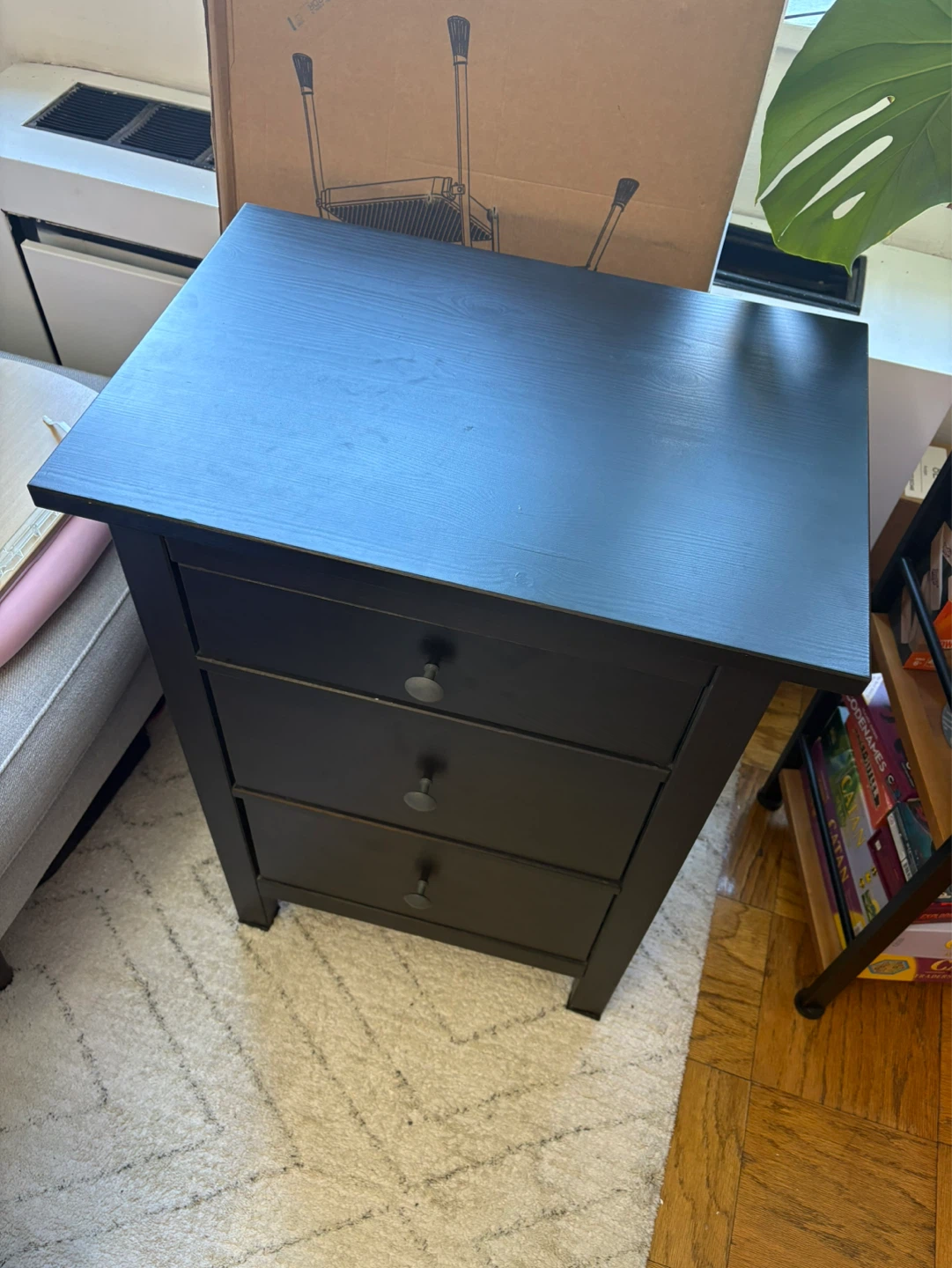 IKEA Black 3-Drawer Nightstand - photo 2