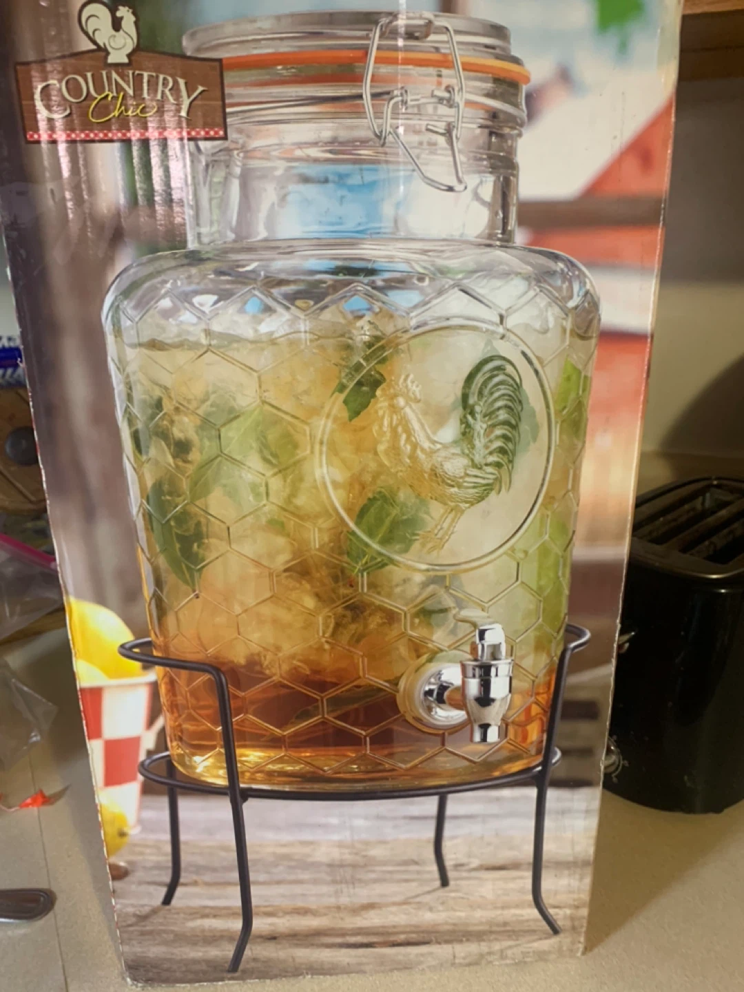 Country Chic Glass Beverage Dispenser