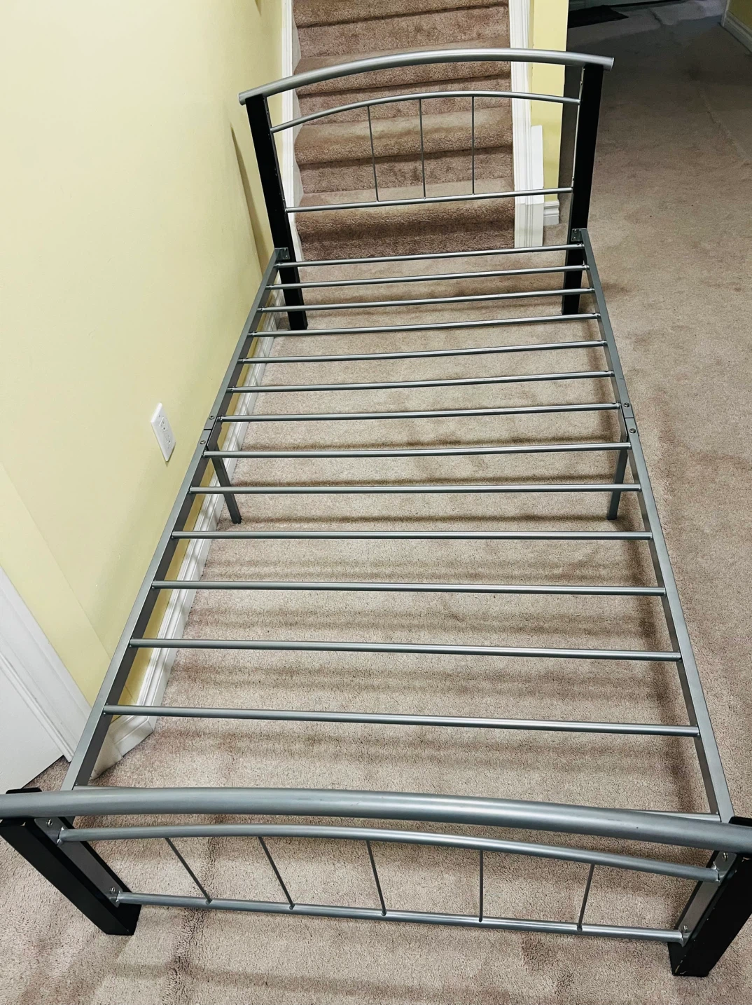 Metal single Bed Frame with Mattress including 2 pillows