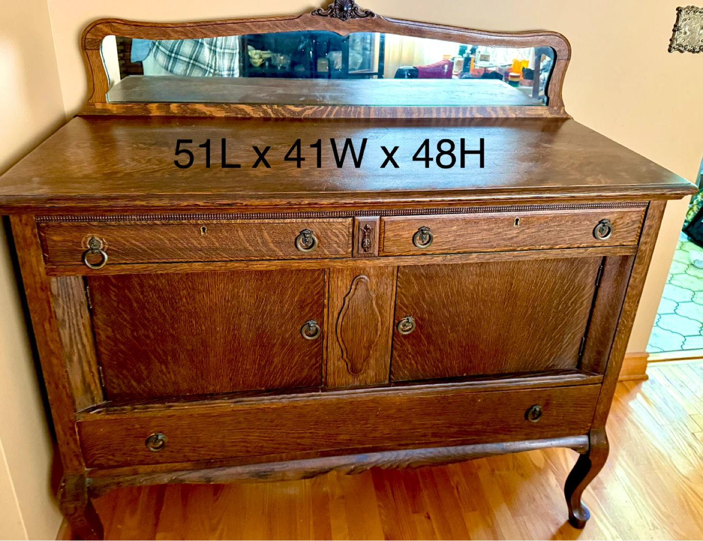 Antique Oak Sideboard with Mirror
