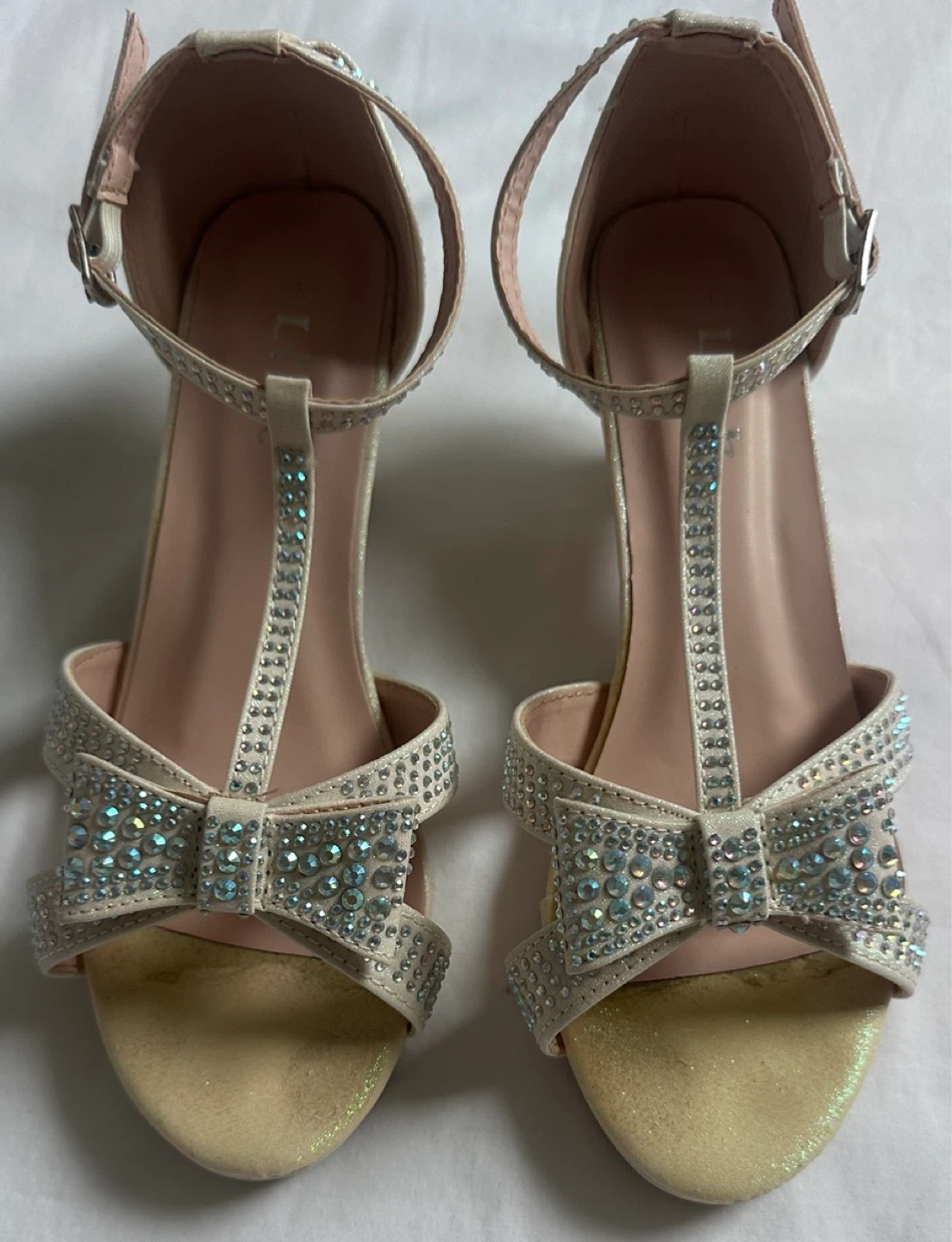 Link Children's Sparkly Bow Heeled Sandals Size 1