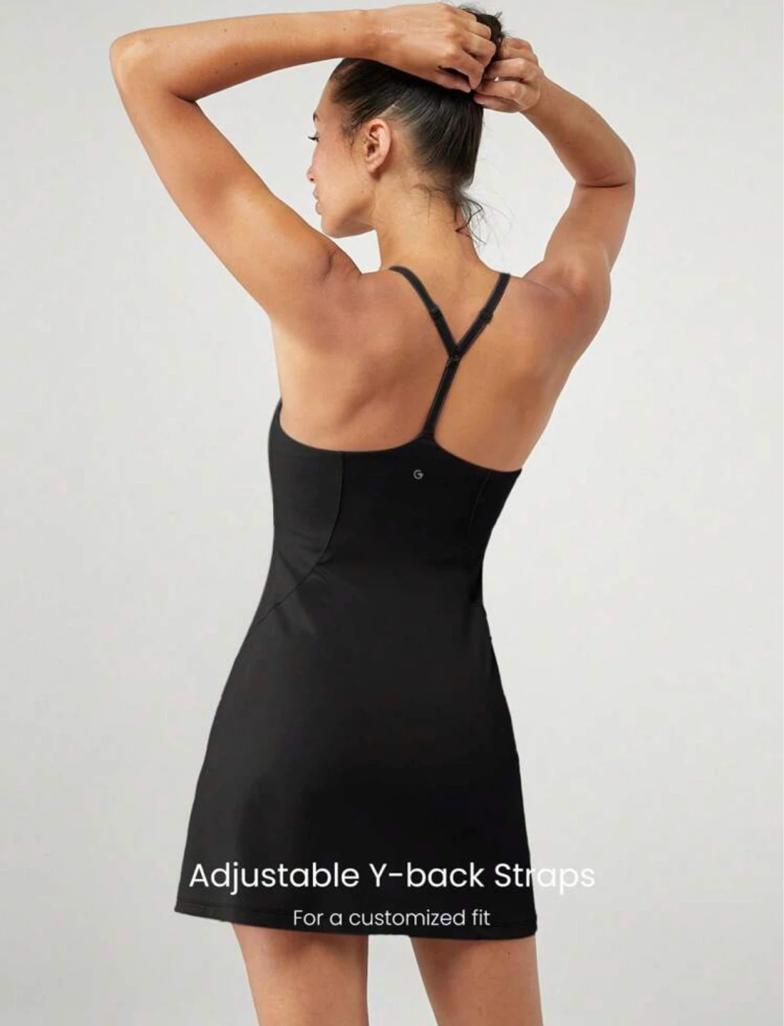Women's Black Athletic Dress with Built-in Shorts - photo 3