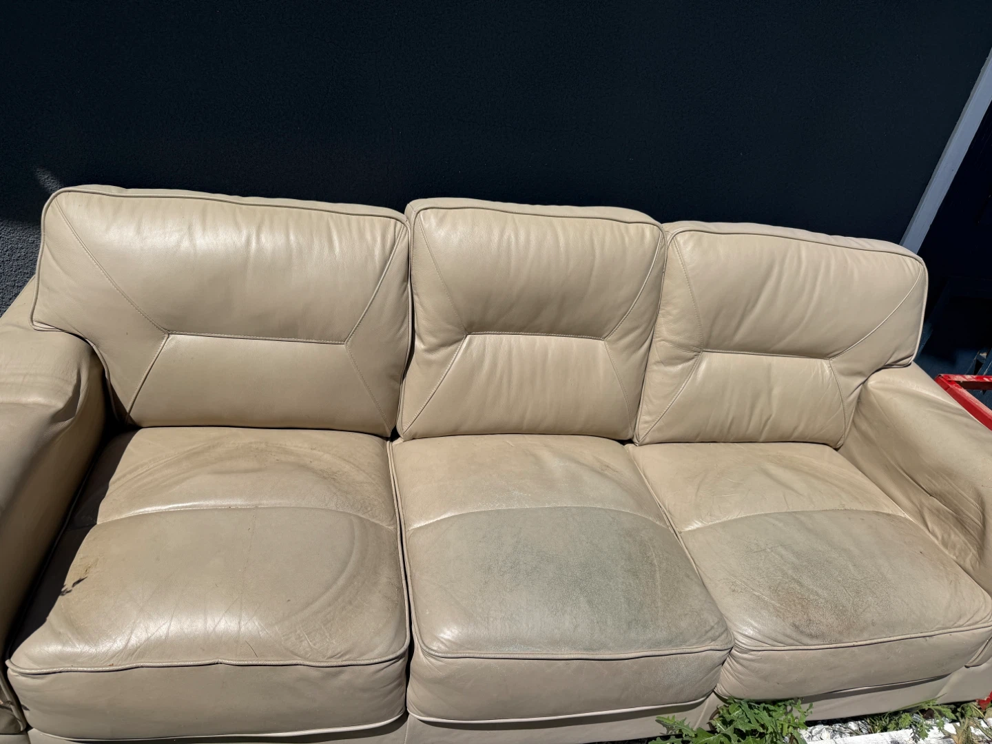 Beige Leather Sofa - photo 2