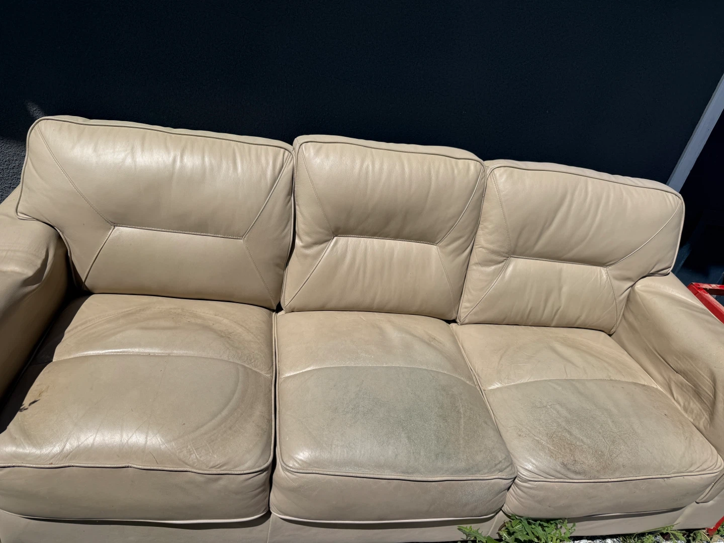 Beige Leather Sofa - photo 3
