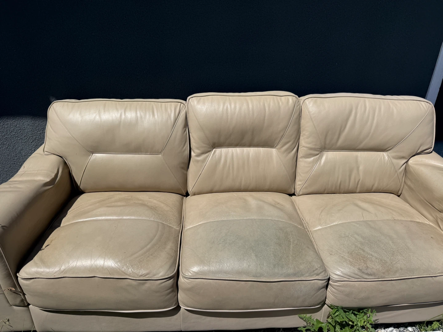 Beige Leather Sofa
