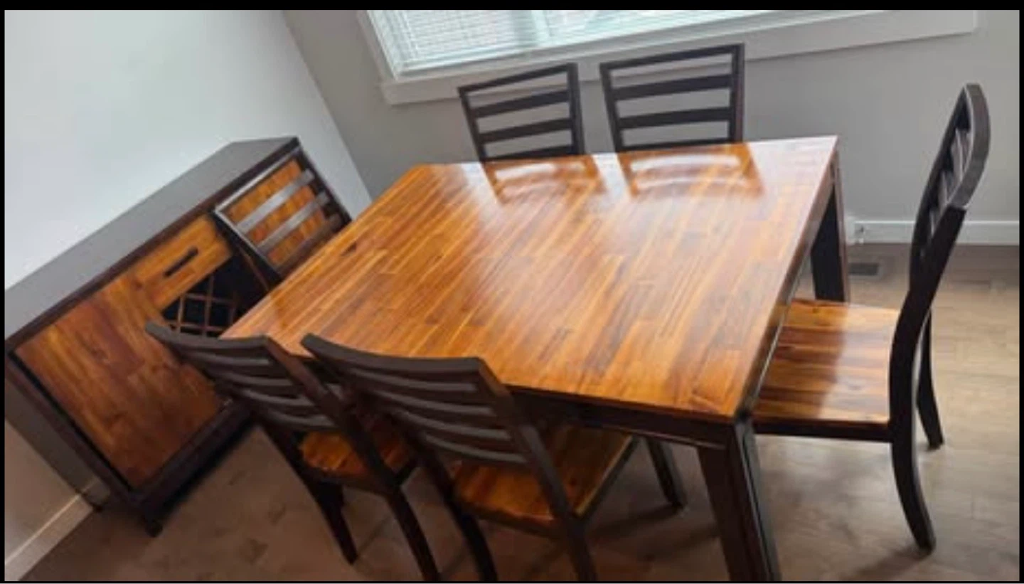 Solid Wood Extendable Dining Set + Hutch with Wine Rack - photo 2