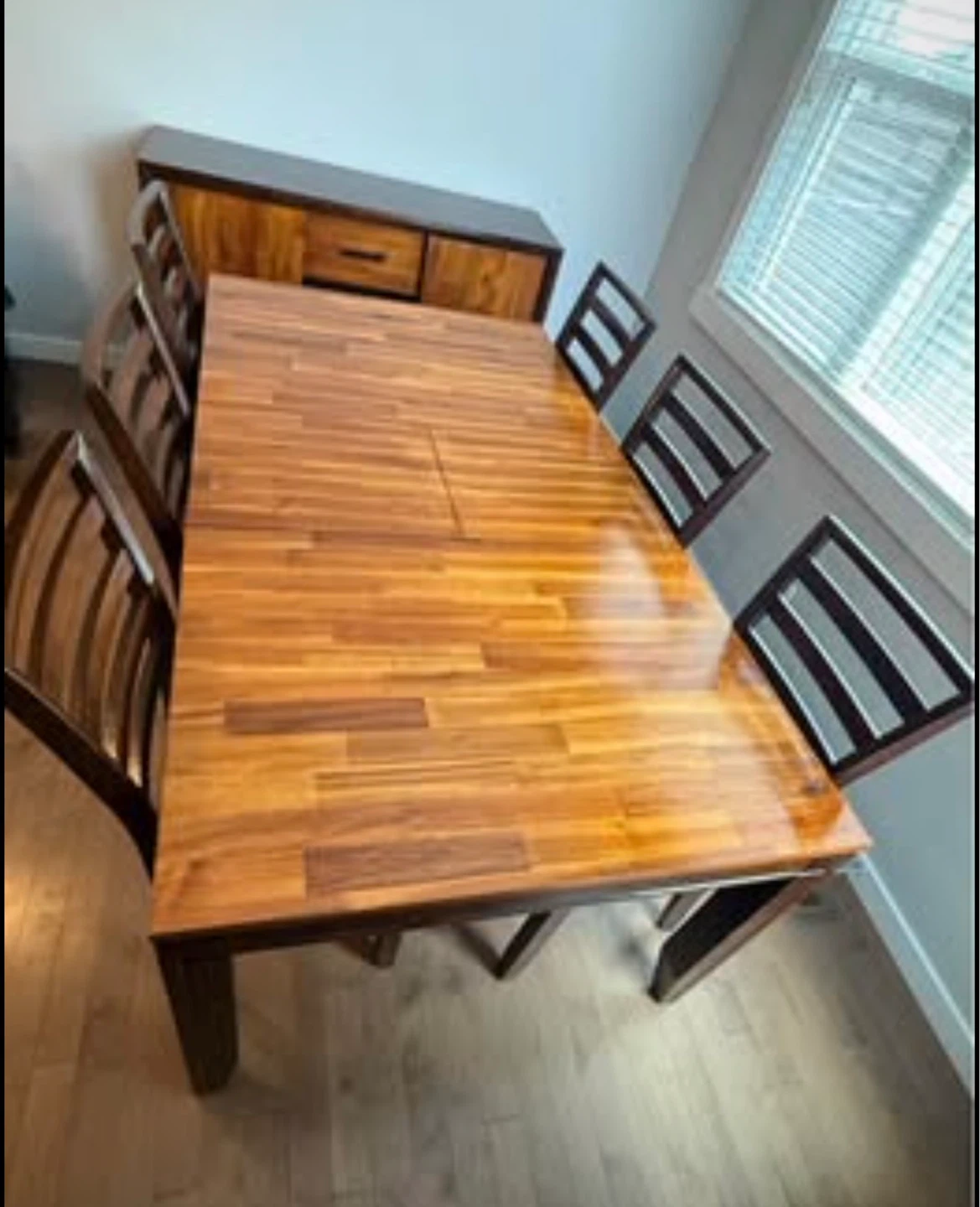 Solid Wood Extendable Dining Set + Hutch with Wine Rack