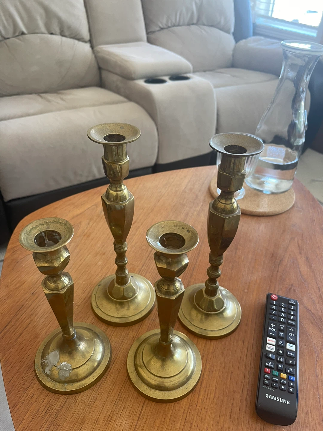 Set of 4 Vintage Brass Candle holders