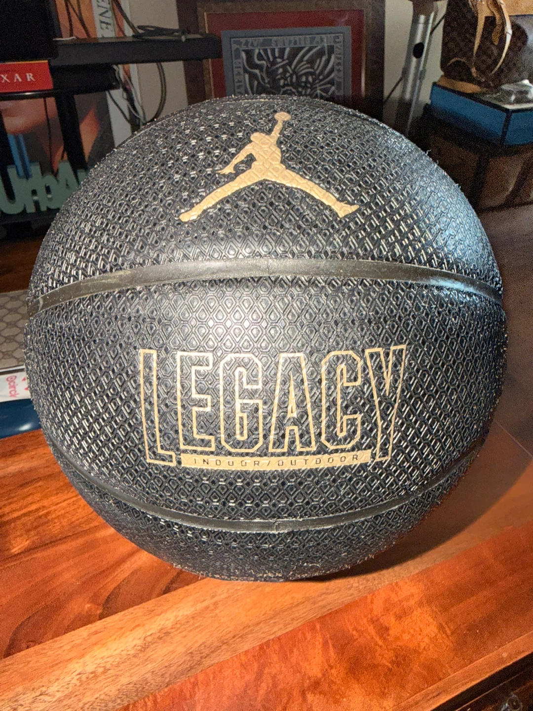 Jordan Legacy Indoor/Outdoor Black Basketball Size 7 w/2 Pumps