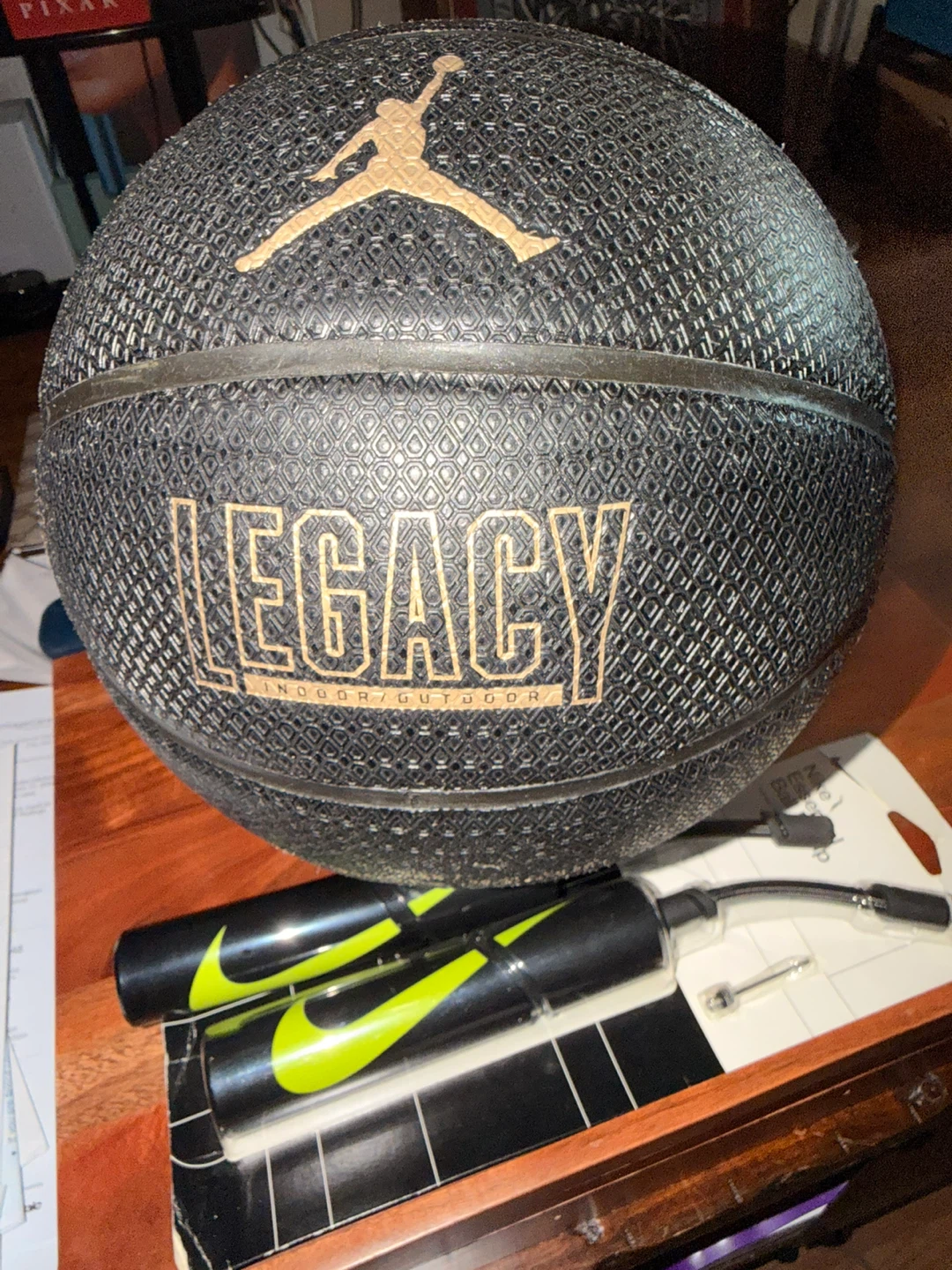 Jordan Legacy Indoor/Outdoor Black Basketball Size 7 w/2 Pumps - photo 5