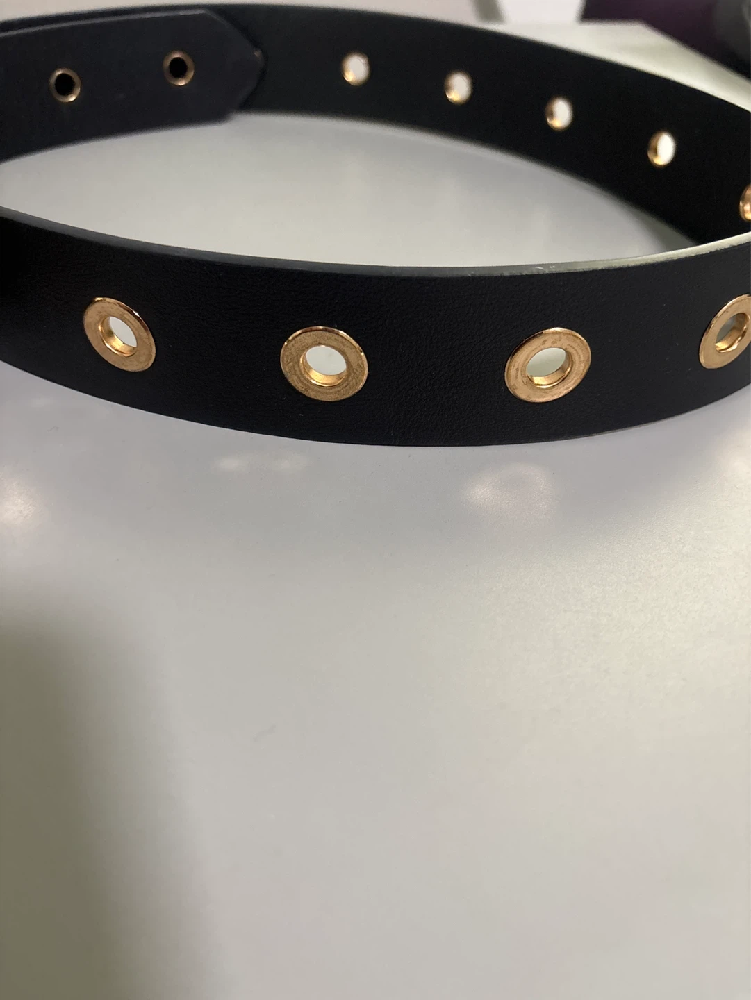 Bebe Black Belt with Gold Grommets and Oval Buckle - Size M - photo 3