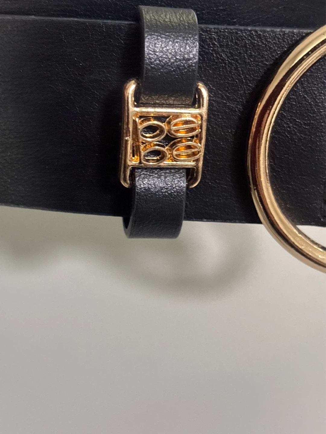 Bebe Black Belt with Gold Grommets and Oval Buckle - Size M - photo 2