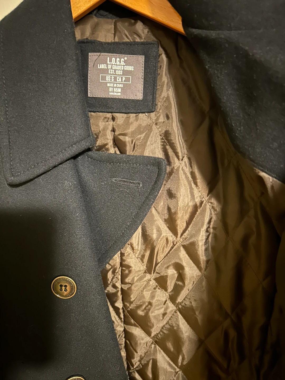 L.O.C.G. Double Breasted Wool Blend Peacoat - photo 2