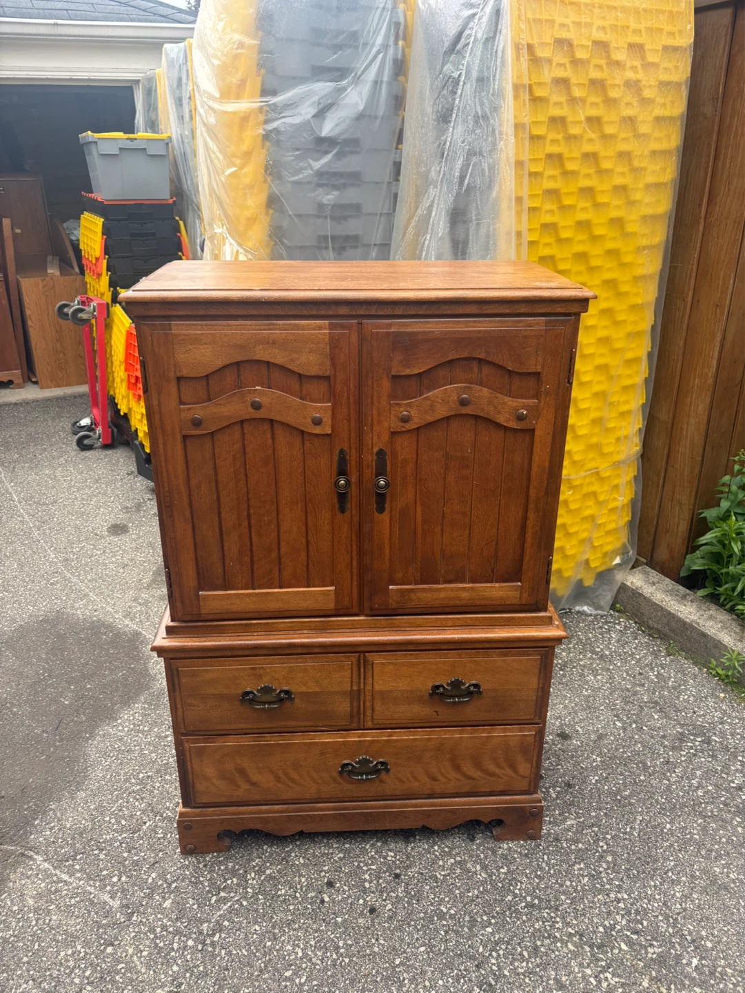 Free delivery used vintage Wooden Armoire Dresser