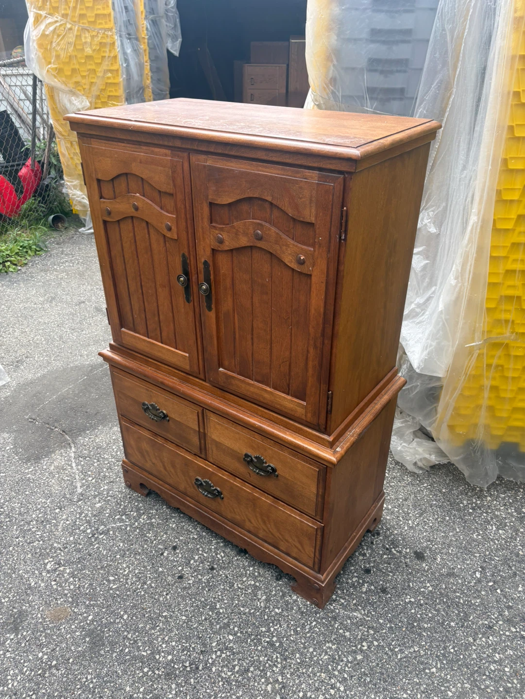 Free delivery used vintage Wooden Armoire Dresser - photo 5