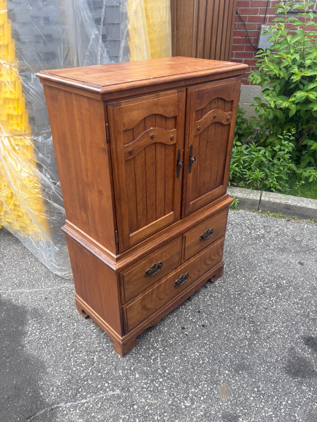 Free delivery used vintage Wooden Armoire Dresser - photo 2