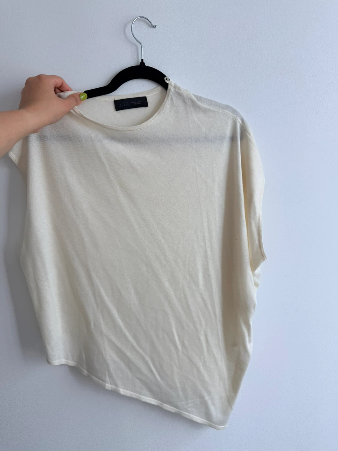 ZARA Off-White Asymmetrical Knit Top