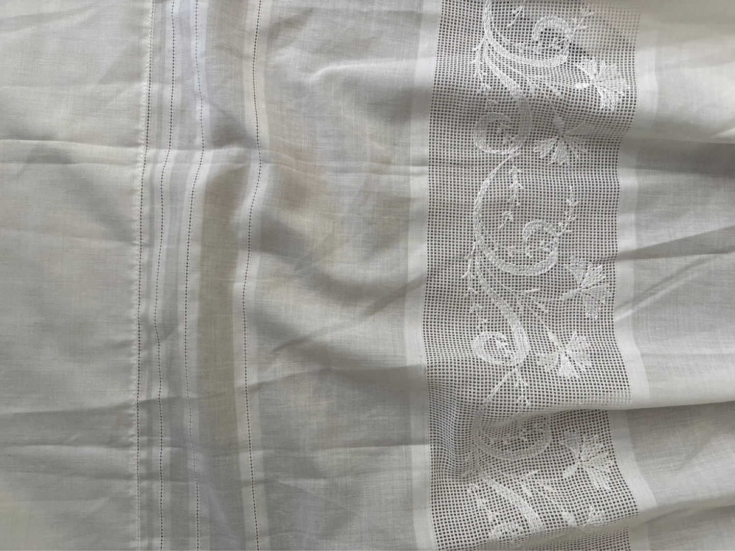 White Embroidered Curtains (2 Panels) - photo 2