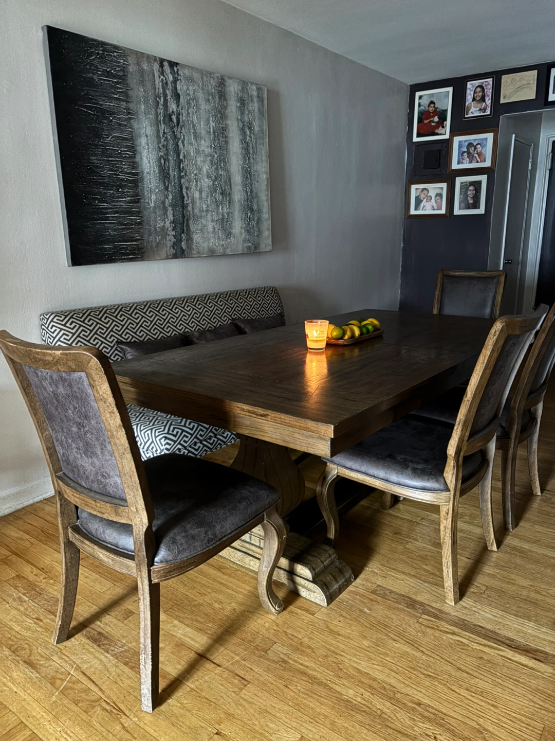 Expandable Dining Table with Chairs and Bench