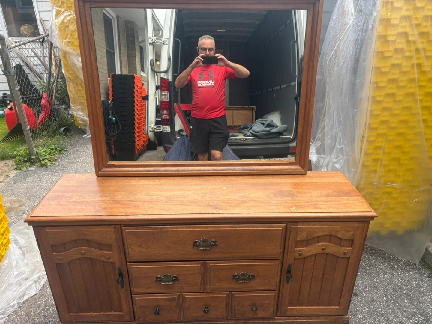 Free delivery antique Wooden Dresser with Mirror