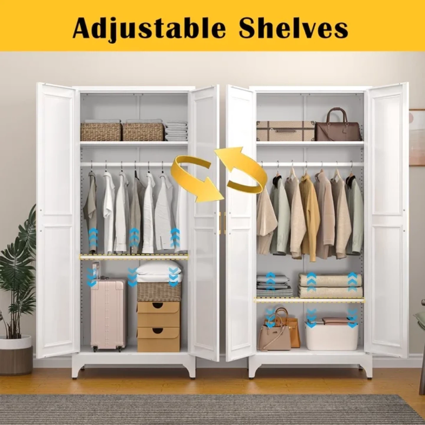 Polup 71" Tall Modern Armoire Wardrobe Closet with Hanging Rod - photo 5