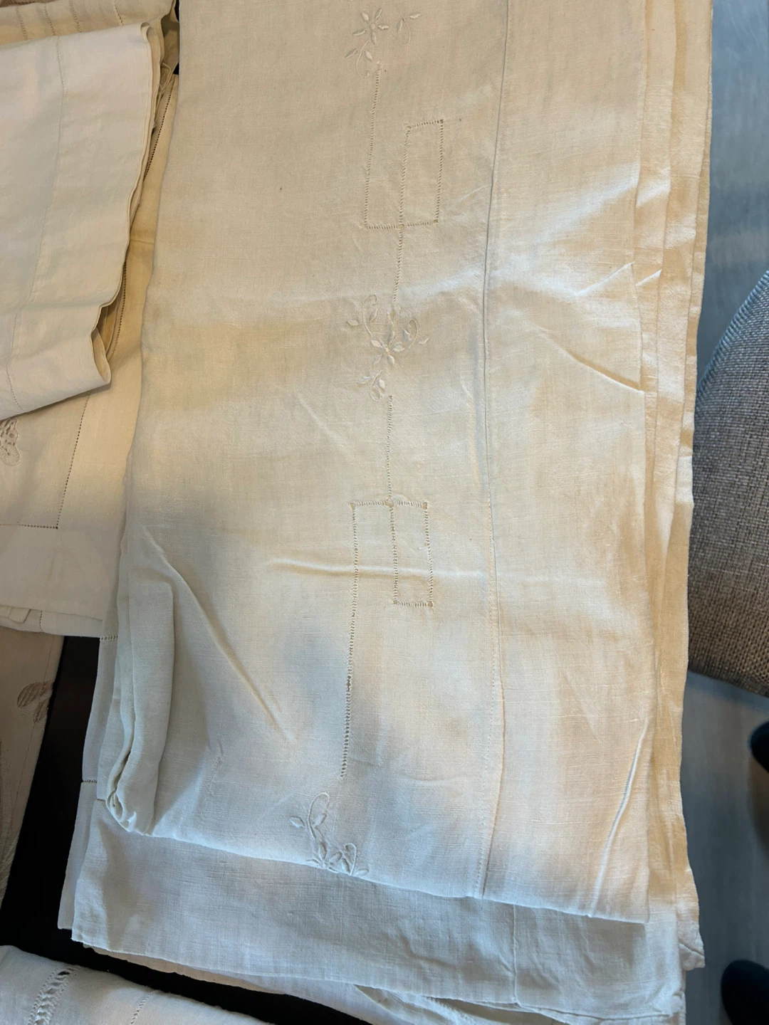 Antique dowry- Linen table cloth - had embroidered - photo 3